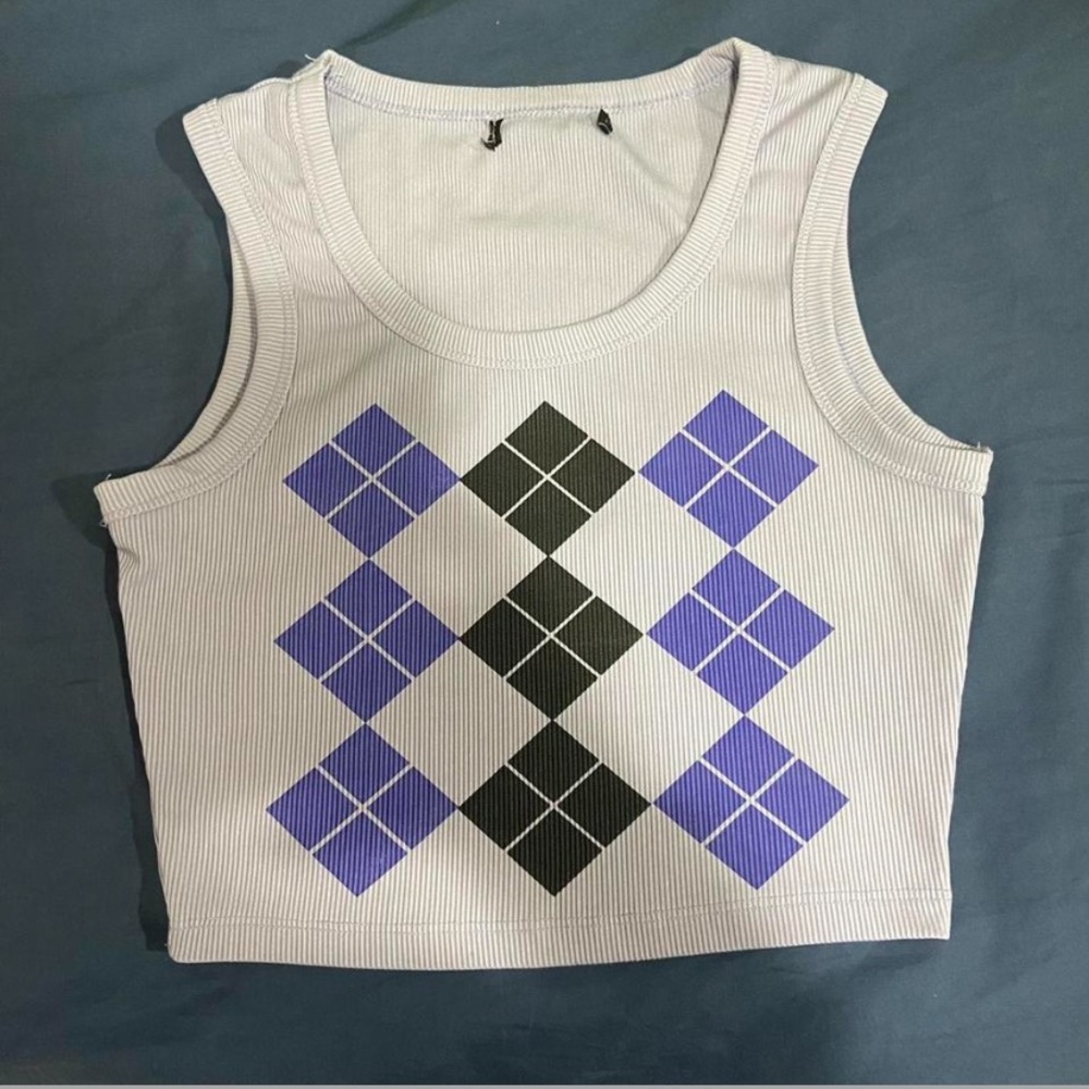Purple argyle tank top